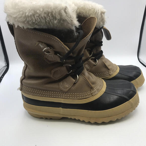 Sorel Caribou Boots Womens Size 6 Wool Liners Waterproof Kaufman Beige Winter - Picture 1 of 10